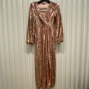 Pink sequin maxi dress